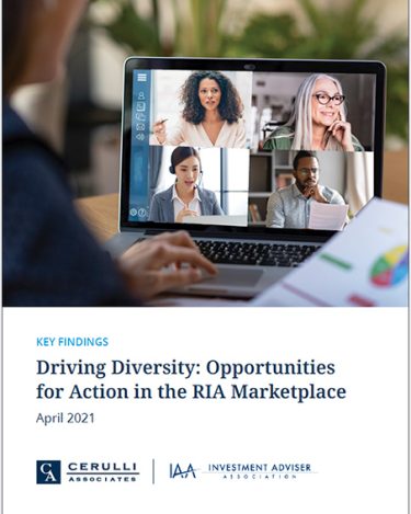 Key Findings - Driving Diversity: Opportunities for Action in the RIA Marketplace - April 2021 report cover